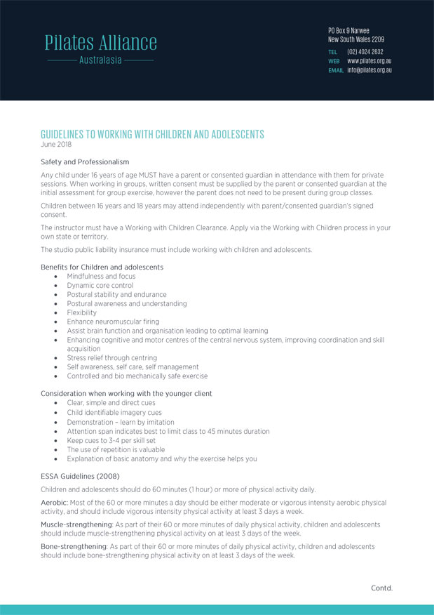 PAA Guidelines to Working with Children and Adolescents