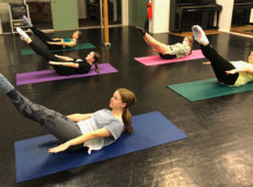 young ballet dancers doing Pilates - the hundred